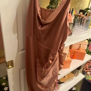 SHEIN Pink Ruched Slip Dress with Cowl Neck